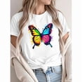 thumbnail image 1 of Fashion Forward Womens Butterfly Graphic Tee Shirt Short Sleeve Crew Neck Colorful Stylish Tops White S-5XL, 1 of 5