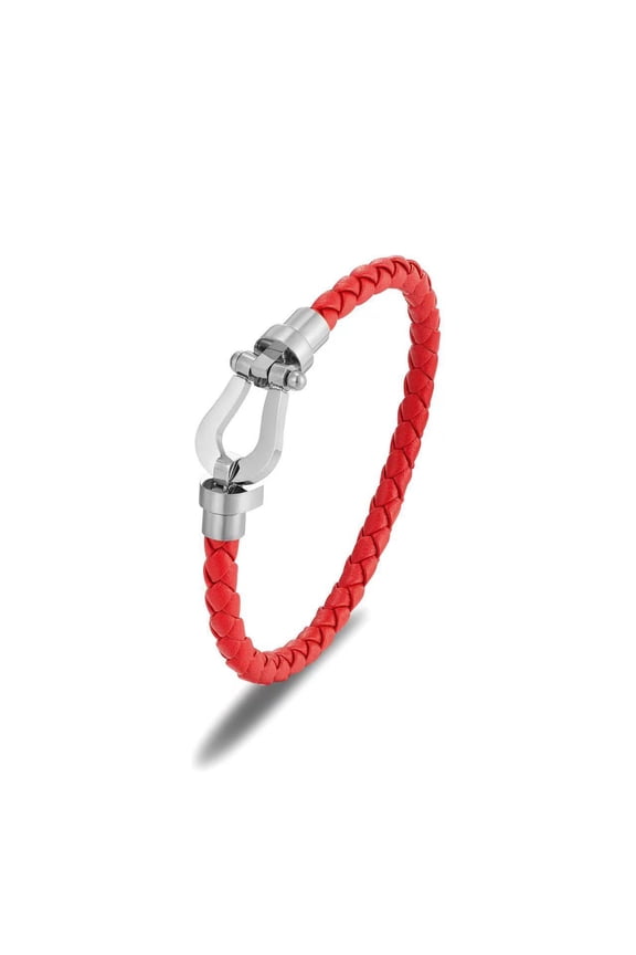 Fashion Fred White Gold Horseshoe Bracelet for Men's Red Cord Force Horseshoe Bracelets Everyday Wear Now Latest Arrival