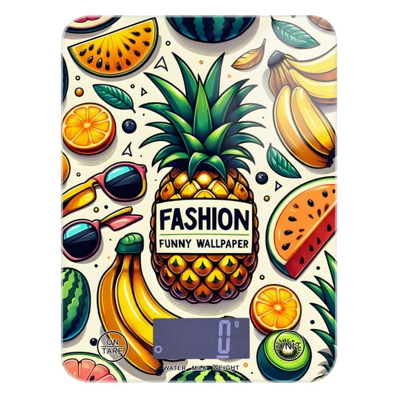 Fashion Fruits Food Scale Digital Kitchen Scale Waterproof Tempered Glass Tare Function 11 lb for Baking Cooking Meal Prep