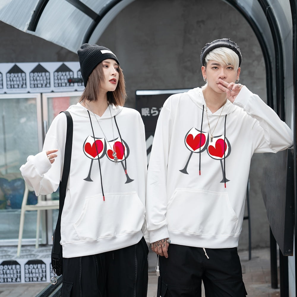 Fashion Funny Oversized Couples Hoodies Women's Men's Gifts Alternative  Clothing Aesthetic Heart Couples Hoodie Jacket Solid Color Sweatshirt  Pocket Pullover Winter Tops Couple Sweater,White - Walmart.com