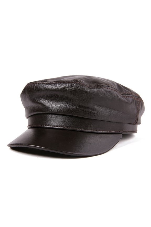 Fashion Genuine Leather Hat Hi-gh Qu-ality Flat Cap For Men Women Army Mili-tary Hats Autumn Winter Leather Caps ,Classic Design