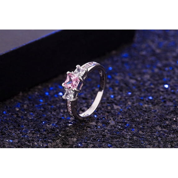 Geometric Copper Ring with Mosaic Electroplating Finish in Green Pink Blue White Polished Fashion Jewelry for Women