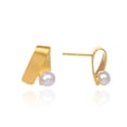 thumbnail image 1 of Fashion Geometric Pattern 7-8MM Freshwater Cultured Pearls Silver Stud Earrings for Women, 1 of 5
