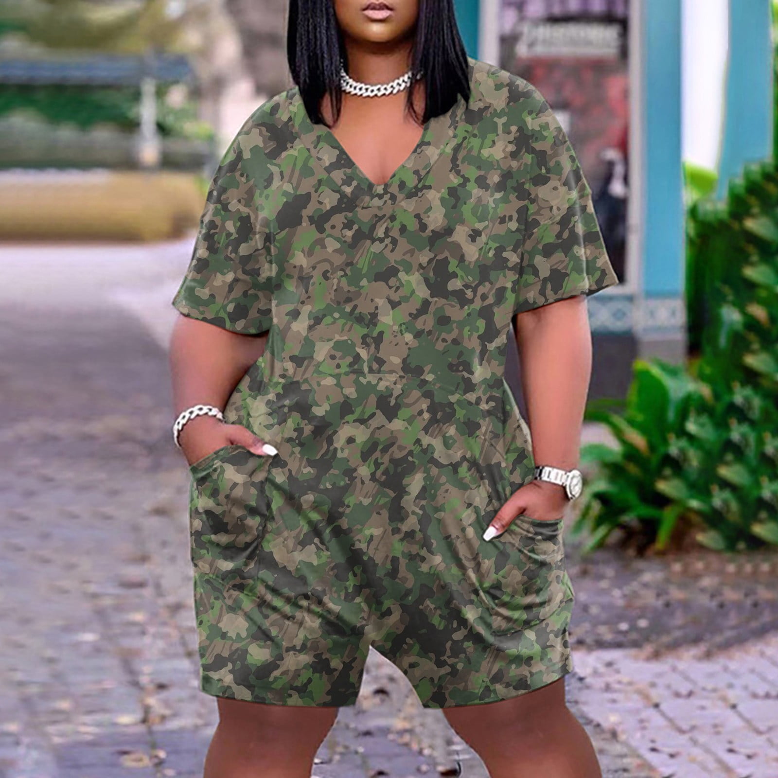 Plus size army jumpsuit hotsell