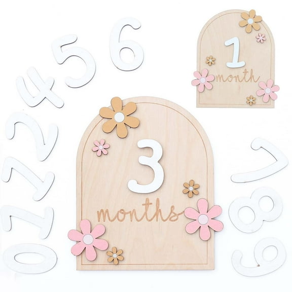 Fashion Gifts VWRXBZ Wooden Baby Monthly Card Wooden Announcement Sign Welcome Newborn Photography Props Month Round Sign