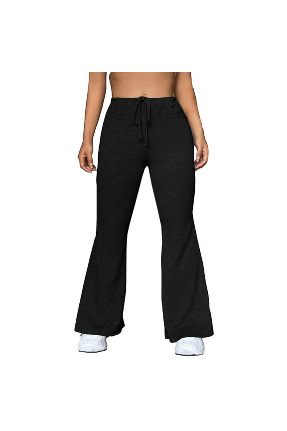Fashion Gifts for Her Nnhblu Sweatpants Women Autumn Bell-bottoms Flares Comfy Long Long Trousers for Women Tall Black