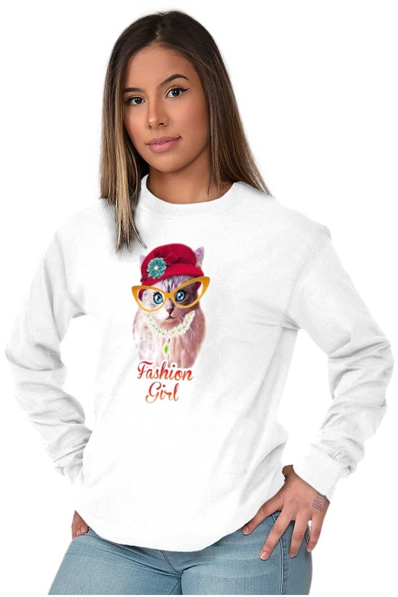 Fashion Girl Funny Crazy Cat Lady Women's Long Sleeve T Shirt Brisco Brands S