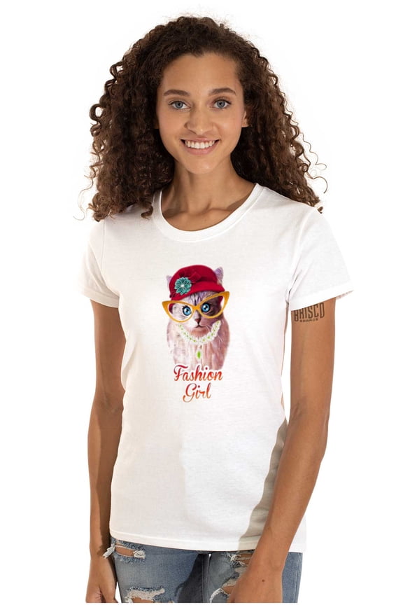 Fashion Girl Funny Crazy Cat Lady Womens Slim Fit Graphic Tee Brisco Brands M