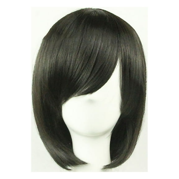 Fashion Girl Natural Short Straight Wig Slant Bangs Wig Trim Face Wave Head
