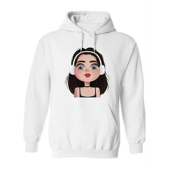 Fashion Girl With Headphones Hoodie Women -Image by Shutterstock, Female Medium