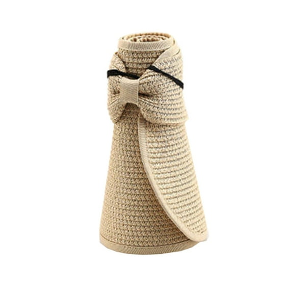 Fashion Girl Women Lady Foldable Roll Up Sun Beach Wide Brim Straw Visor Hat Cap
