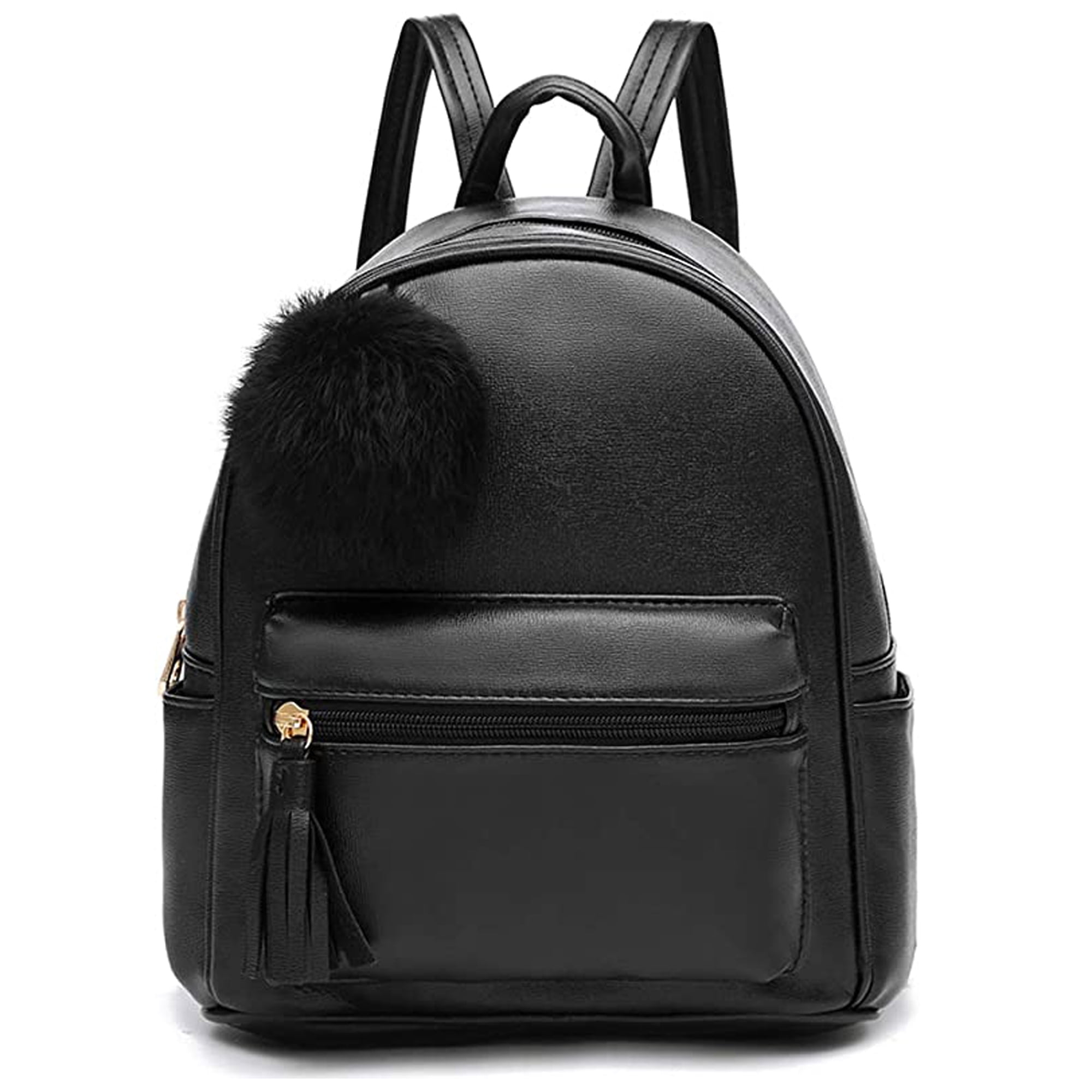 Fashion Girls Backpack PU Leather Mini Backpack for Women Teenage Girls,Black
