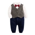 thumbnail image 1 of Fashion Girls Outfit Sets Baby Boys Cotton Bow Tie Gentleman Autumn Long Sleeve Romper Jumpsuit Set Clothes, 1 of 5