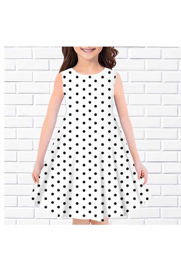 Fashion Girls Summer New Sleeveless Round Neck Printed Dress Long Dresses For Girl Summer Girls Dress Shirt