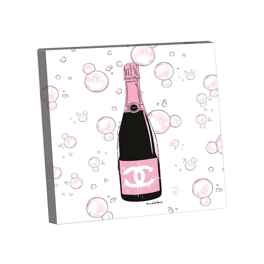 Fashion Glam Champagne Bottle - 14"X14" Canvas Artwork 14 x 14