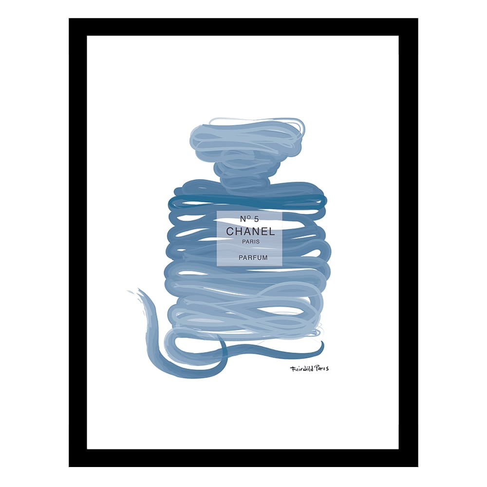 Fashion Glam Perfume Bottle Ribbon Drawing - Framed Print