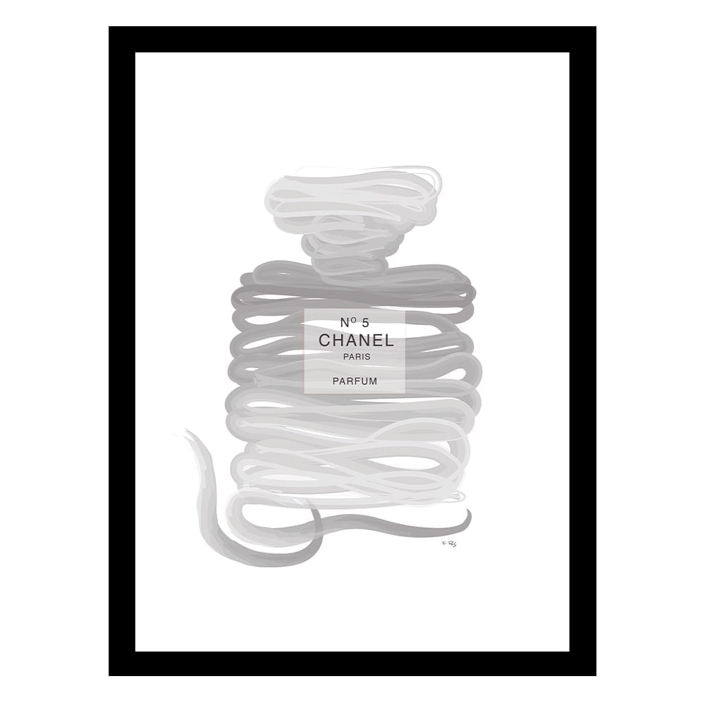 Fashion Glam Perfume Bottle Ribbon Drawing - Framed Print