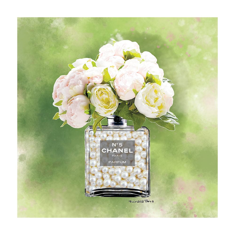 Fashion Glam Perfume Bottle With Pearls - 14"X14" Canvas
