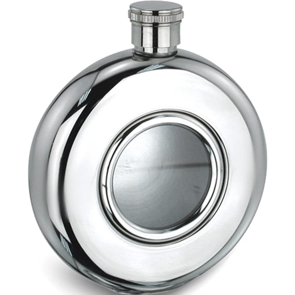 Fashion Glass Window Stainless Steel 5Oz Round Flask (3.75 X 1) Made In China gl974