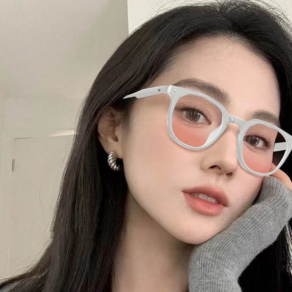 Fashion Glasses Pure To Large Frame Decorative Street Shot Plain Plain Light Vintage for Men round Glasses Clear compatible with Polarized Glasses for Women Driving Rimless Trendy Clothes for Women