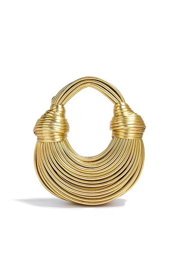 Fashion Gold Hand-Woven Women's Bag - Noodle Knot Design, Cloud-Shaped Tote & Crossbody Purse