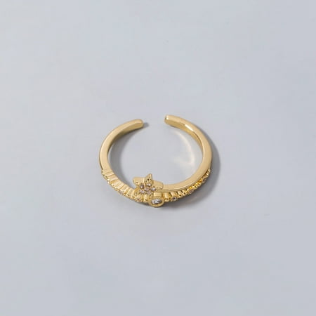 Fashion Gold Micro Inlaid Five-pointed Star Ring Female Accessories