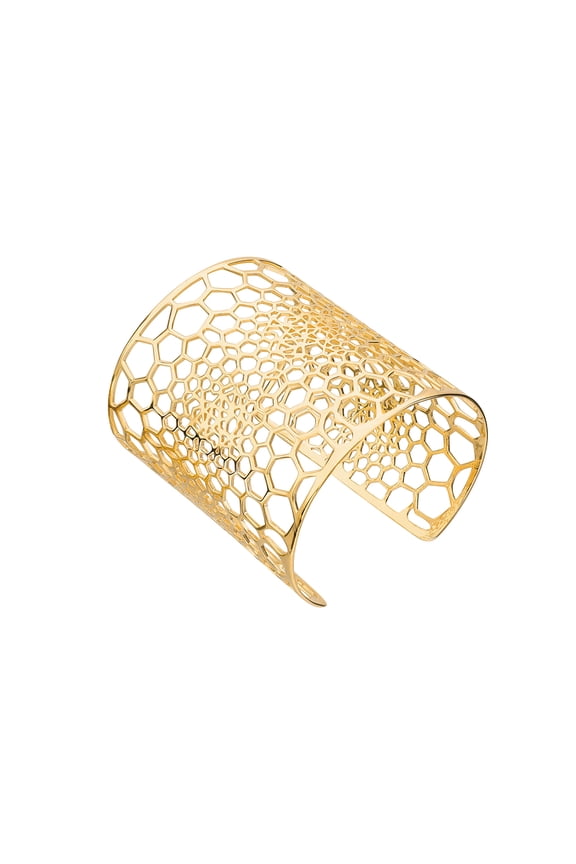Fashion Gold Plated Large Wide Lace Cut Out Cuff Bracelet