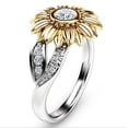 thumbnail image 1 of Women Cute Sunflower Crystal Wedding Rings, 1 of 2