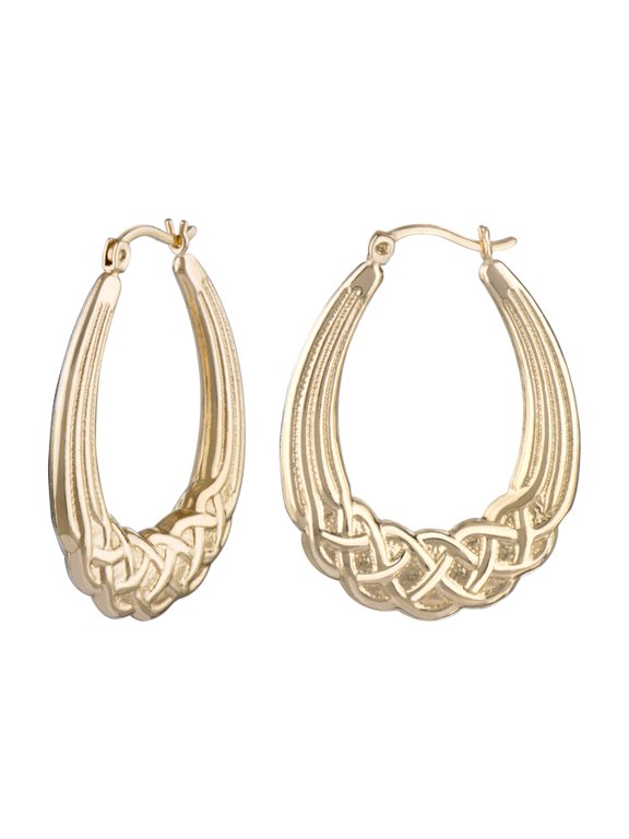Fashion Gold Plated Woven Creole Click-Top Hoop Earrings