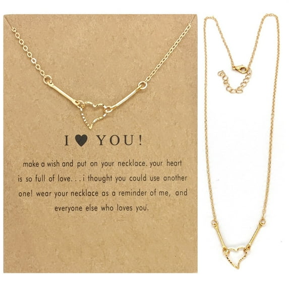 Fashion Gold Rectangle Heart Necklaces for Women Blessing Card Clavicle Chain Choker Friendship Gift Girlfriend Jewelry