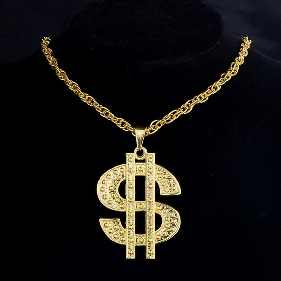 Fashion  Golden Plated Hip Hop Rock Necklace Stainless Steel US Dollar Money Sign Pendant Necklace Mens Women Jewellery Gift