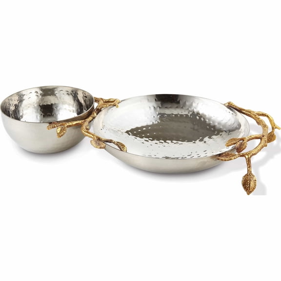 Fashion Golden Vine Hammered Chip & Dip (11.25 X 6.25) Made In India -Jewelry By Sweet Pea