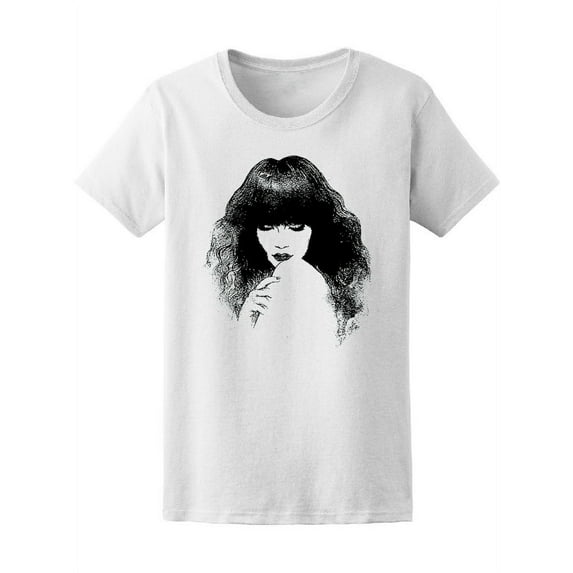 Fashion Goth Woman Portrait T-Shirt Women -Image by Shutterstock, Female XX-Large