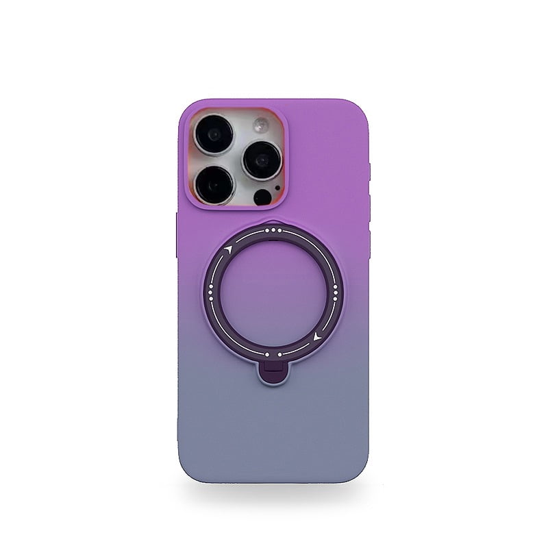 Fashion Gradient Color Liquid Silicone Holder Stand Back Cover