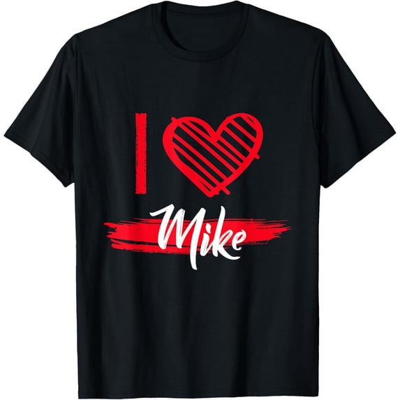 Fashion Graphic Tee,Tops Has"I Love MIKE"Text With Love Pattern,Round Neck Regular Fit T-shirts, Size(S-5XL)