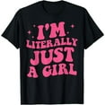 thumbnail image 1 of Fashion Graphic Tee,Tops Has"I'm Literally Just A Girl"Letter Print,Casual Round Neck Regular Fit T-shirts, Size(S-5XL), 1 of 5
