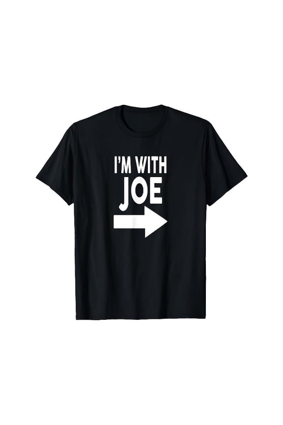 Fashion Graphic Tee,Tops Has"I'm with Joe"Text With Left Arrow Design,Round Neck Regular Fit T-shirts, Size(S-5XL)