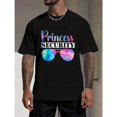 thumbnail image 1 of Fashion Graphic Tee,Tops Has"Princess Security"Text With Colorful Glasses Pattern,Round Neck Regular Fit T-shirts, Size(S-5XL), 1 of 5