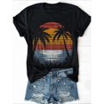 thumbnail image 1 of Fashion Graphic Tee,Tops Has Tropical Palm Tree Sunset Pattern,Round Neck Regular Fit T-shirts, Size(S-5XL), 1 of 5