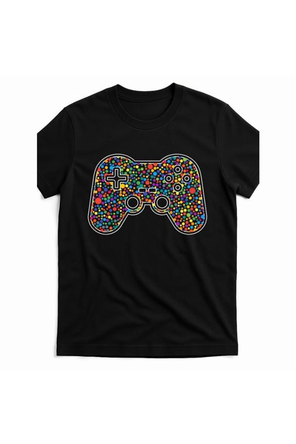 Fashion Graphic Tee,Tops Has Video Game Controller Pattern,Casual Round Neck Regular Fit T-shirts, Size(S-5XL)