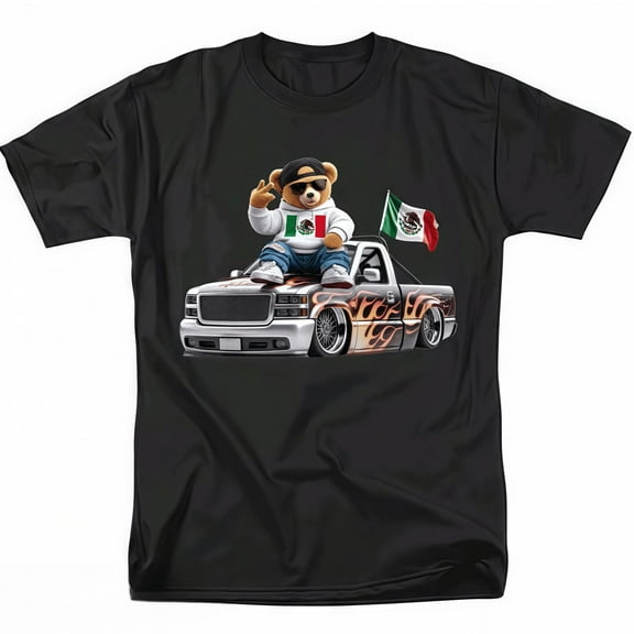 Fashion Graphic Tee,Tops Has tylish Mexican Bear Design,Casual Round Neck Regular Fit Tee, Size(S-5XL)