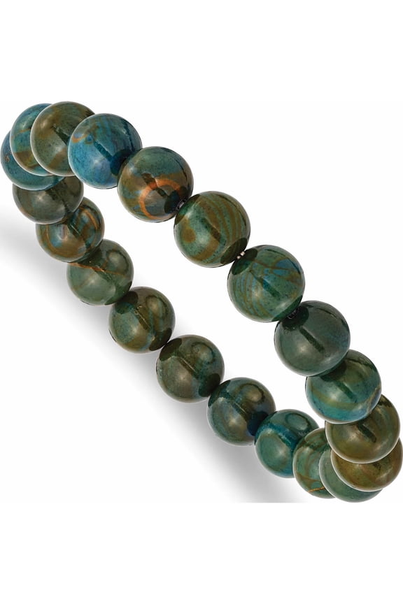 Fashion Green Eye Agate Beaded Stretch Bracelet Made In China -Jewelry By Sweet Pea
