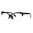 thumbnail image 1 of Fashion Half Rim Womens Cat Eye Clear Lens Horned Glasses Black Gold, 1 of 3