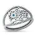thumbnail image 1 of Fashion Hamsa Eye Ring .925 High Polished Sterling Silver Band Jewelry Female Male Unisex Size 6, 1 of 4
