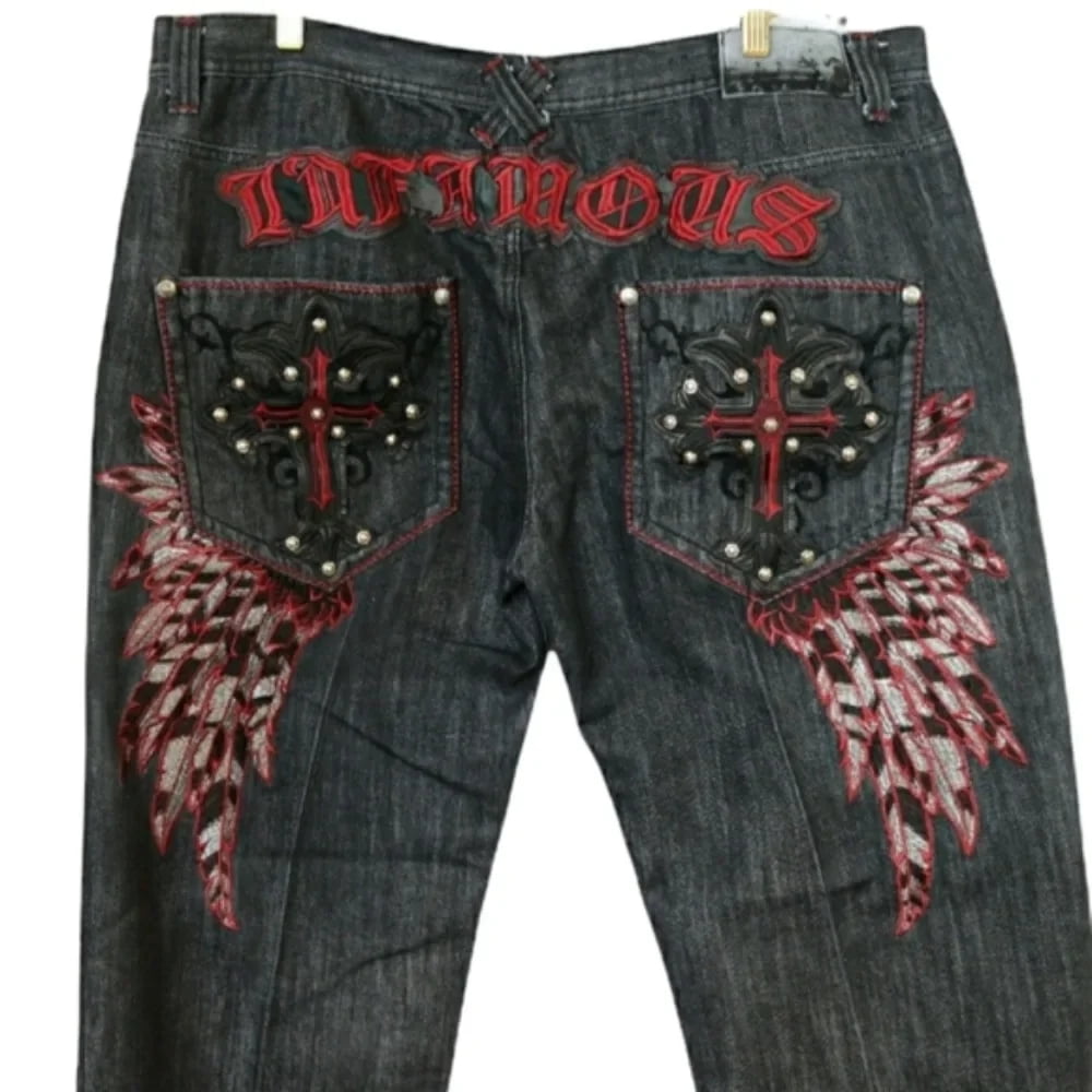 Fashion Harajuku Big Pocket Washed Solid Color Baggy Jeans Fashion Harajuku Big Pocket Washed Solid Color Baggy Jeans