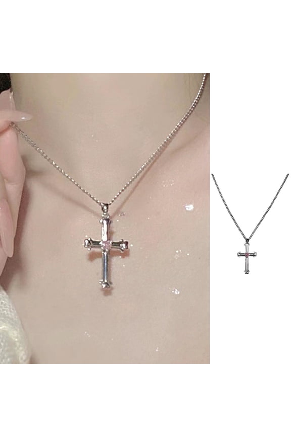 Fashion Harajuku Goth Punk Cross Pendant Necklace For Men Women Hip Hop Vintage Y2k Clavicle Chain Jewelry Accessories Gifts