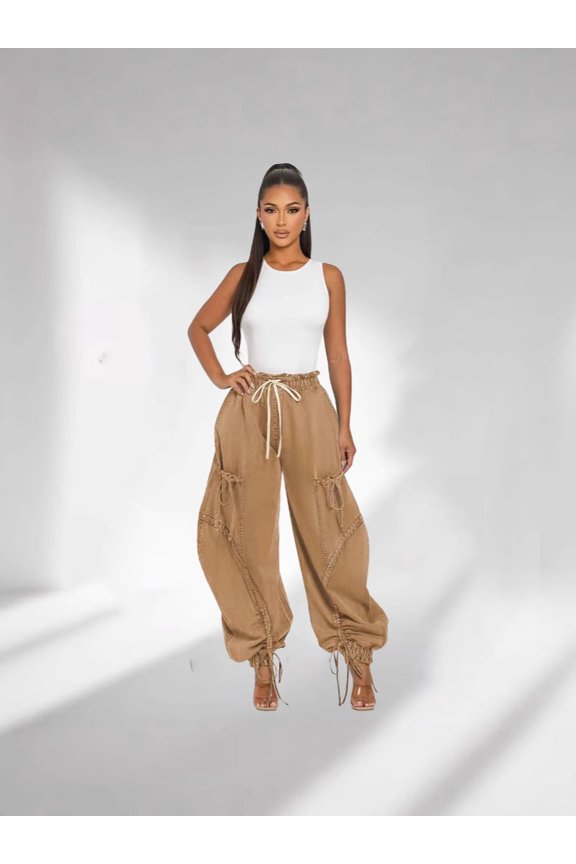 Fashion Harem Style Pants (L, AlesanBeige)
