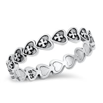 Fashion Heart & Cross Ring .925 Oxidized Sterling Silver Band Jewelry Female Male Unisex Size 4