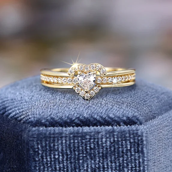 Fashion Heart Design Women Rings for Engagement Wedding Dazzling Crystal Cubic Zirconia Love Eternity Ring Jewelry