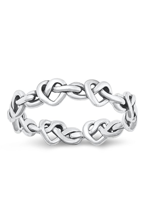 Fashion Heart Knot Ring .925 Knotted Love Sterling Silver Band Jewelry Female Male Unisex Size 5
